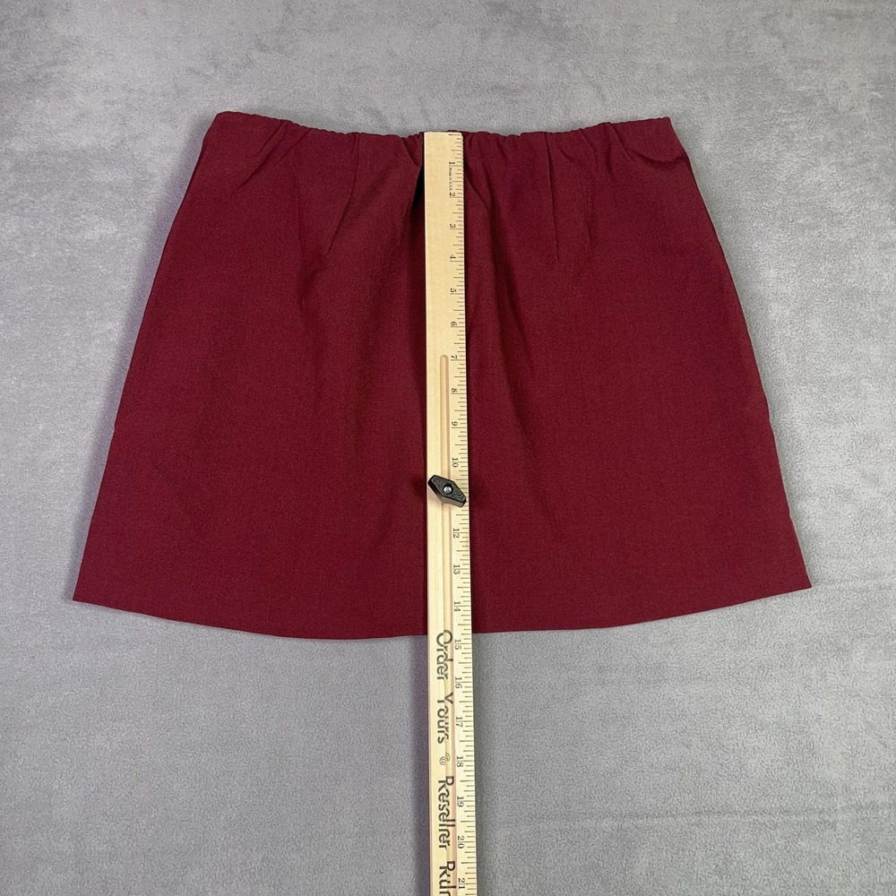 J.Crew Factory Skort Womens 2 Burgundy Stretch Twill Elastic Waist Mini Side Zip - Picture 11 of 12
